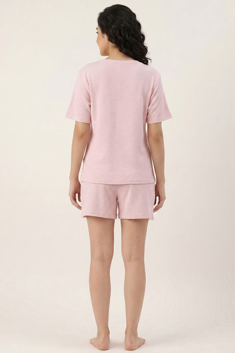 Zivame Knit Cotton Shorts Set - Pink Dogwood — image 4